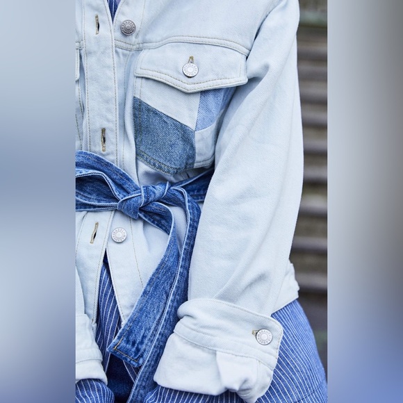 Isabel Marant Lindya Patchwork Denim Jacket FR 40 - Picture 3 of 4